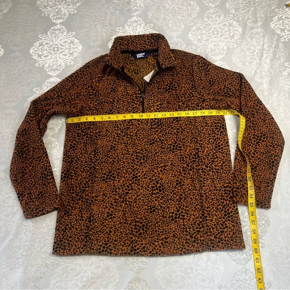 Lands End Fleece Quarter Zip Pullover Cheetah Print Size Medium 10-12 - Picture 6 of 9